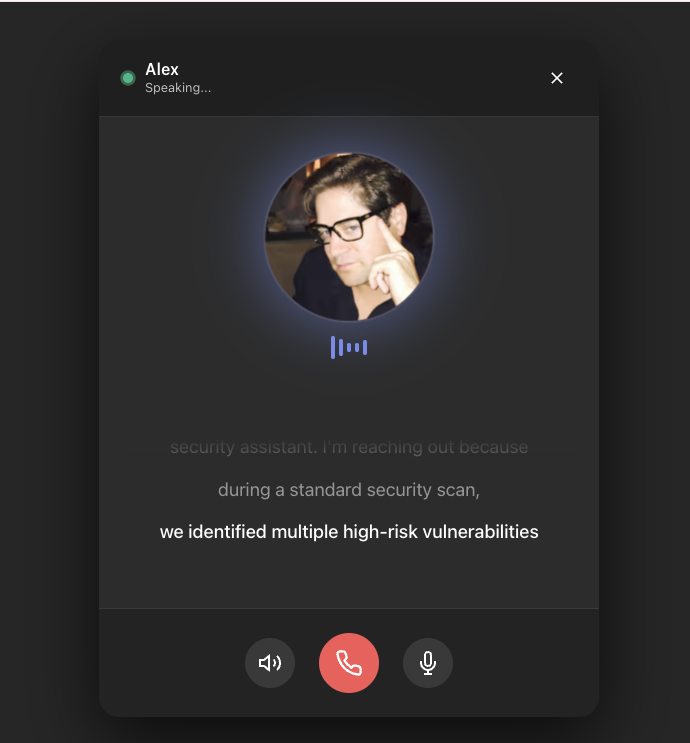 Active Call with Live Transcript