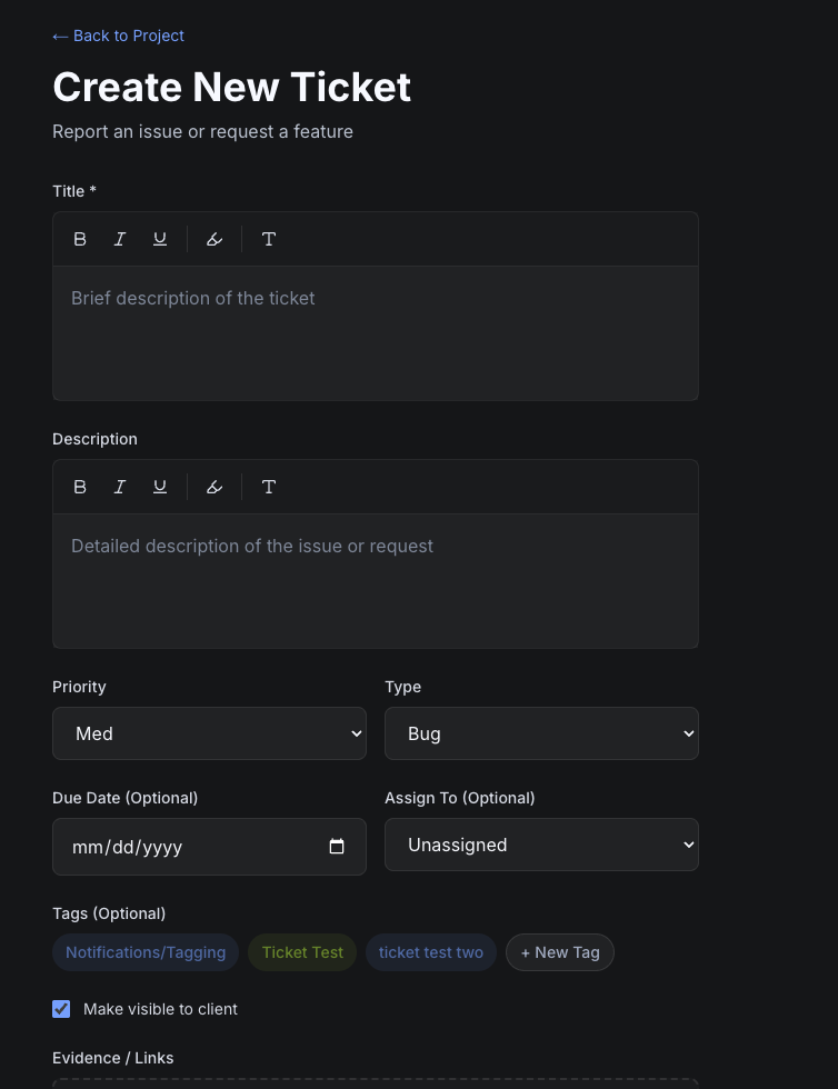 New Ticket Form